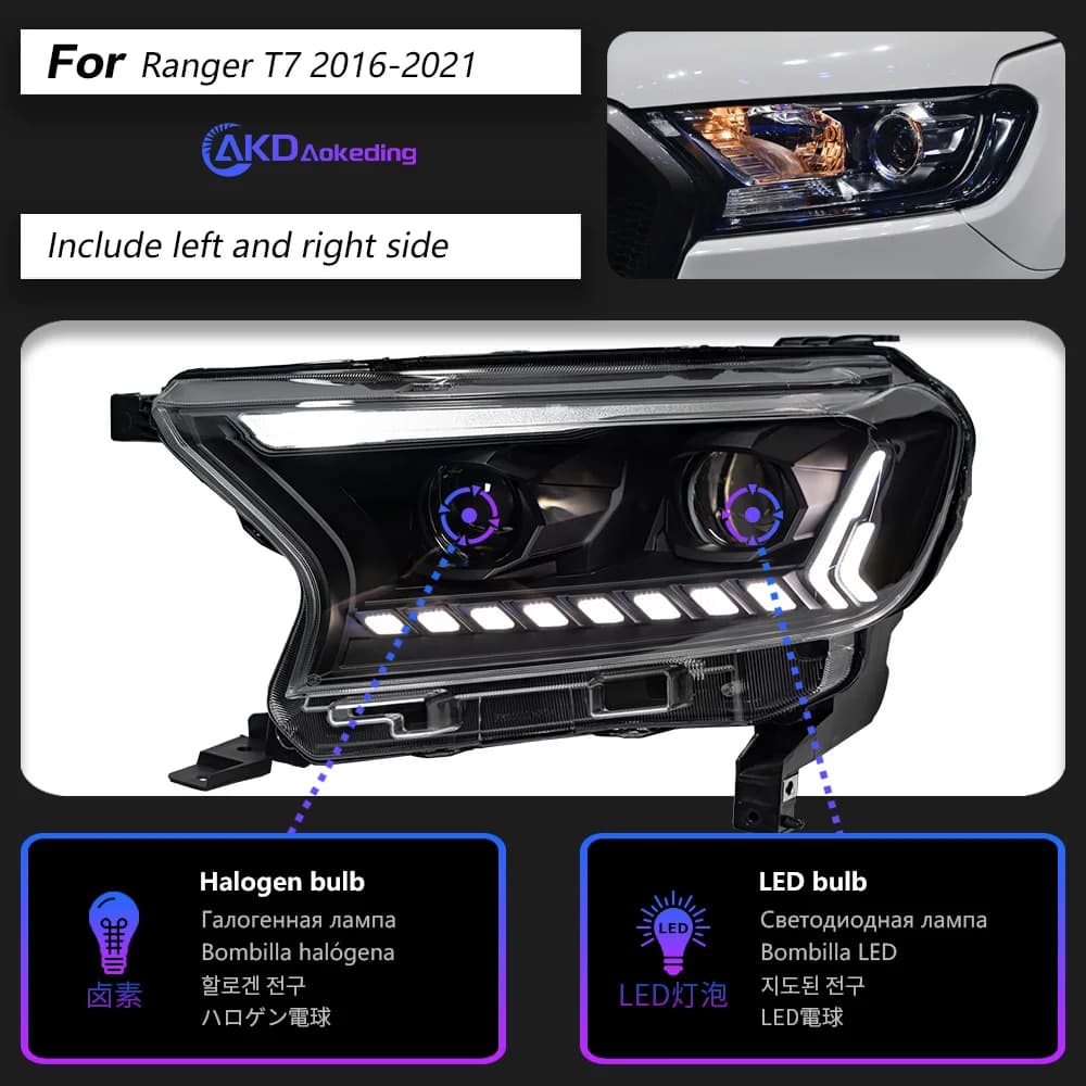 Feux de sauna pour Ford Ranger, feux de jour DRL, ampoule LED Bi SG, phares antibrouillard, accessoi