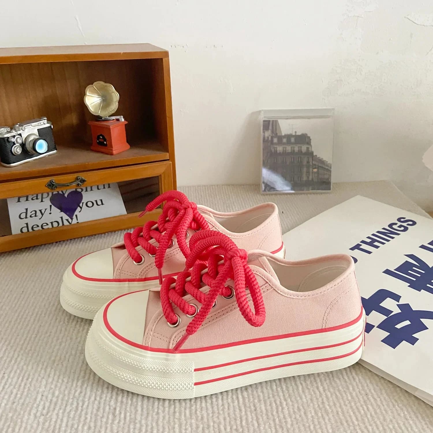 Chaussures en toile à semelle épaisse pour femmes, à enfiler, portables de deux façons, polyvalentes