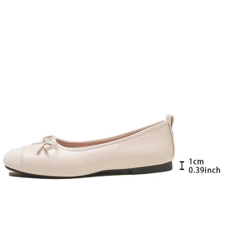 Ballerines plates à bout carré et nœud pour femme, grandes tailles, bicolores, à enfiler, pour l'été