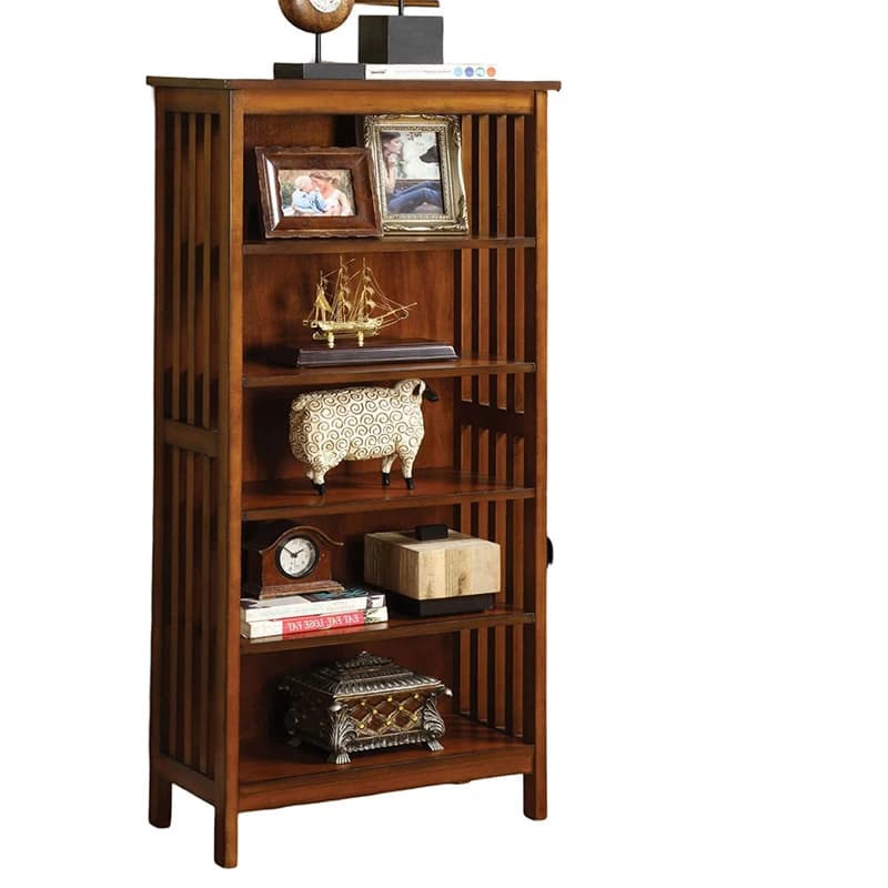 Étagère de XXL finition chêne antique, rangement en bois massif, nettoyage, 5 étagères, armoire ouve