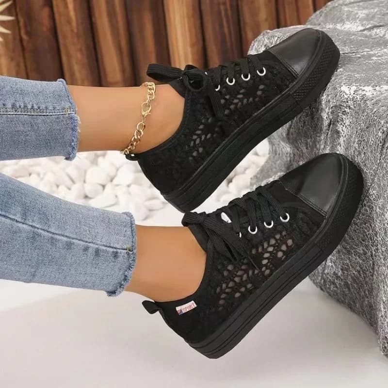 Femmes chaussures 2025 mode été décontracté blanc chaussures découpes dentelle toile creux respirant