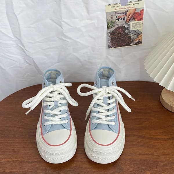 Chaussures en toile pour femmes, chaussures montantes et décontractées, baskets épaisses de haute qu