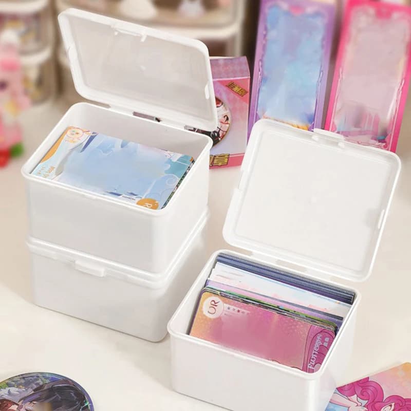 Boîte de rangement blanche, organisateur de rangement d'articles divers empilables avec couvercle, m