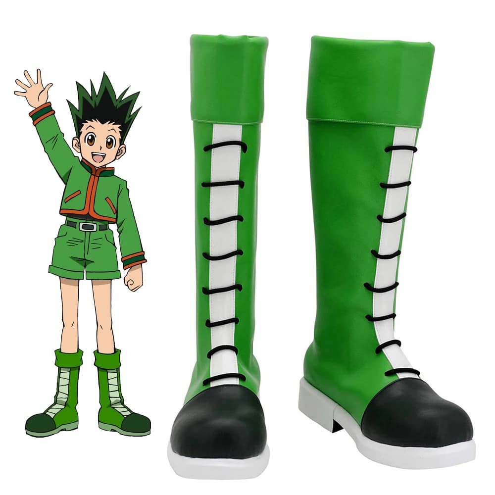 HxH Rookie Hunter Gon FreeSynchronization Cosplay Chaussures, Bottes Vertes Anime, En Stock