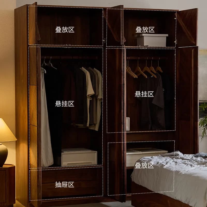 Armoire de porte en noyer noir personnalisable pour petit appartement