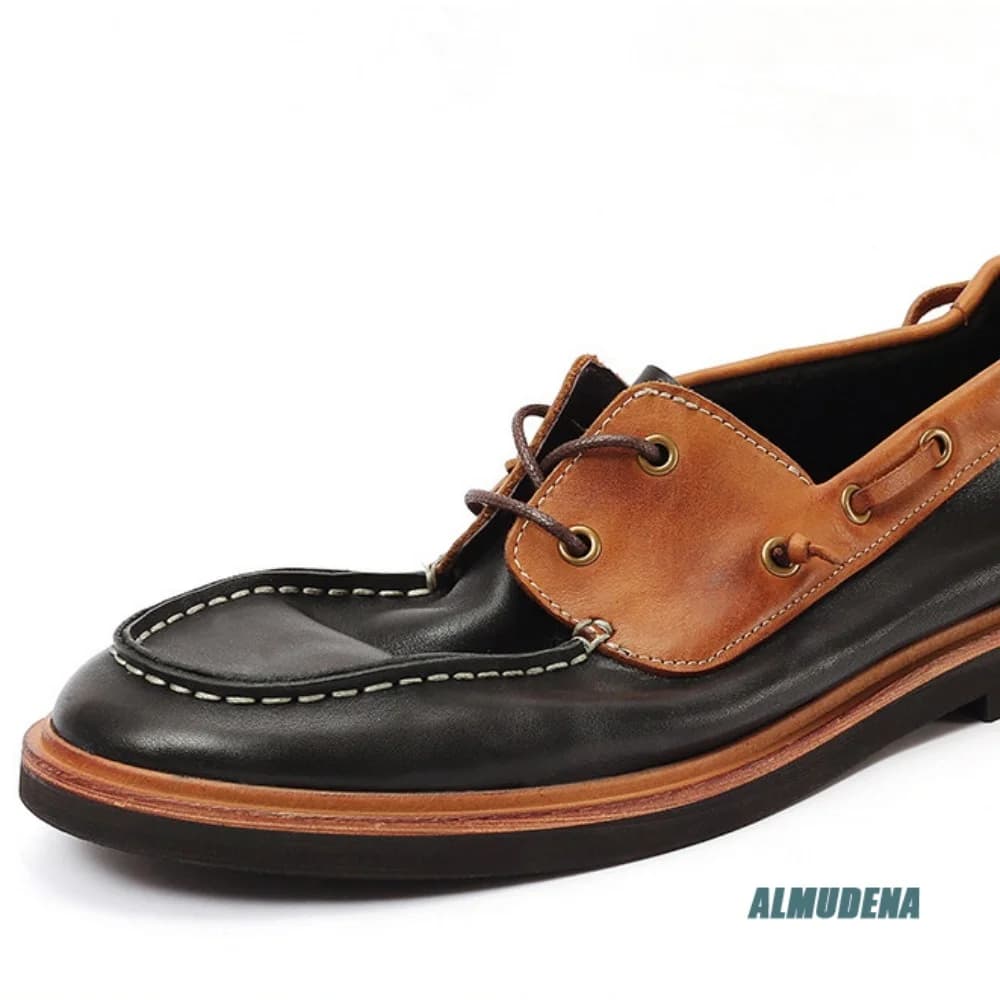 Mocassins bateau rétro pour hommes bicolores, à lacets, semelle plate, confortables et polyvalents p