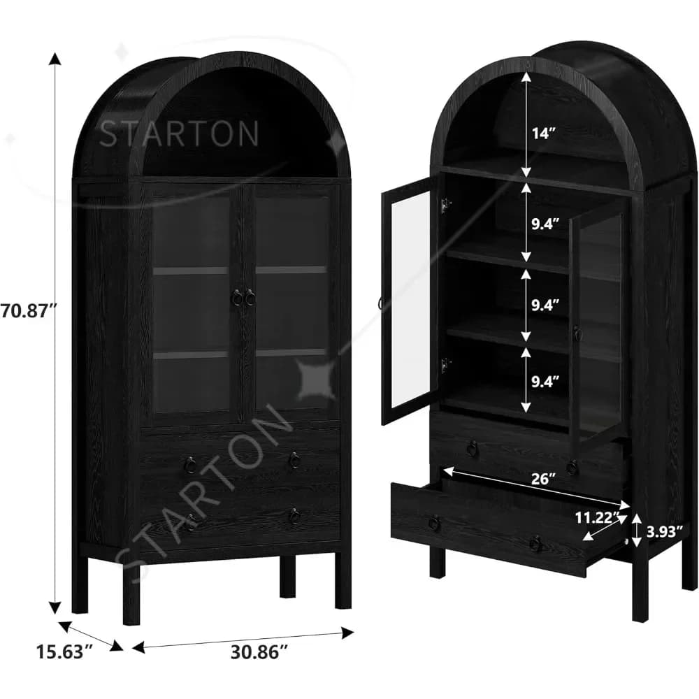 Armoire arquée de 71 pouces de hauteur, armoire de rangement moderne, armoire de garde-manger de cui