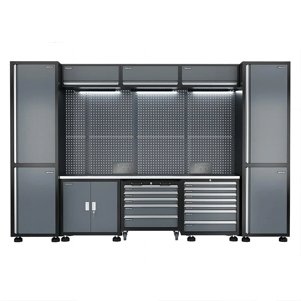 Armoire à outils multifonctionnelle, système de rangement modulaire pour garage de 375 cm/147,64 pou