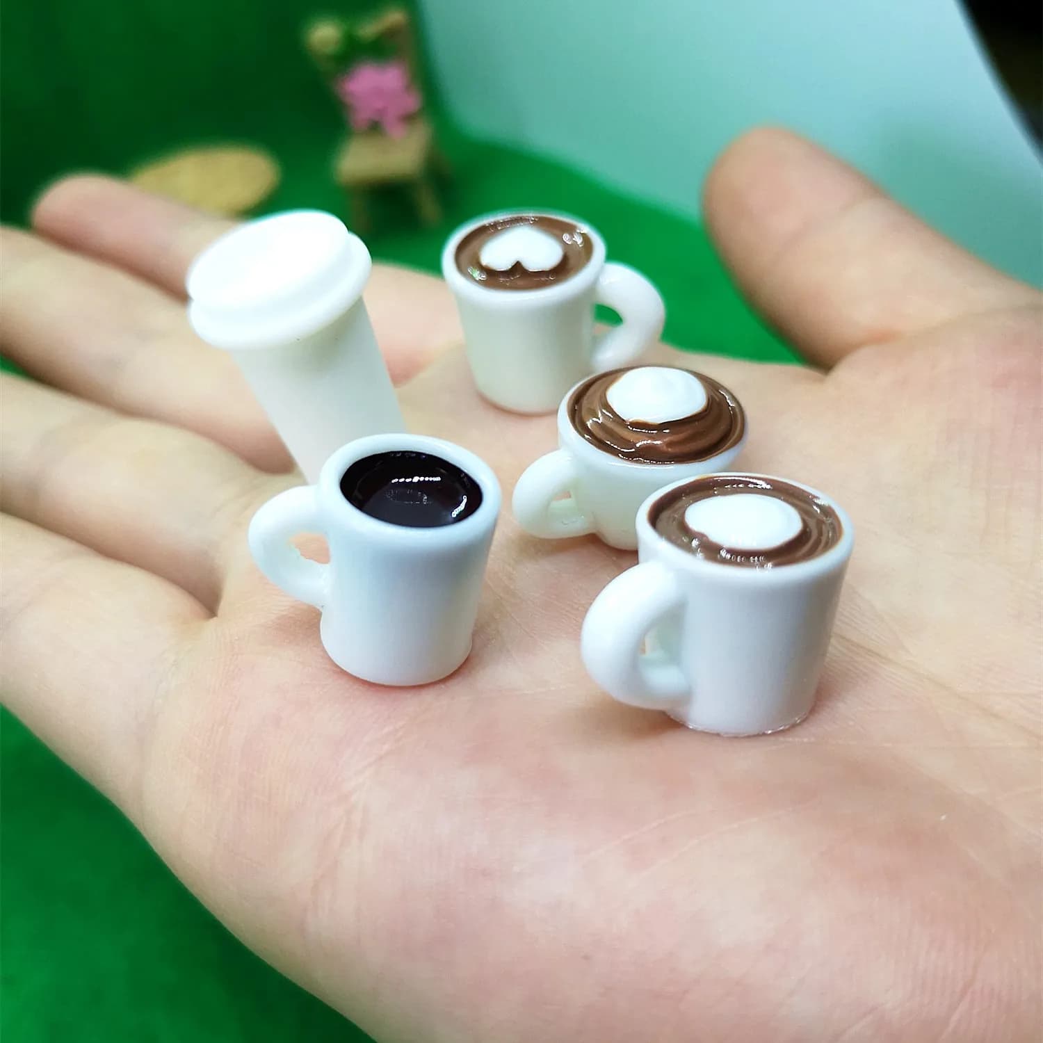 10 pièces/sac résine tasse à café mignon Kawaii Mini tasse bricolage coque de téléphone décor maison