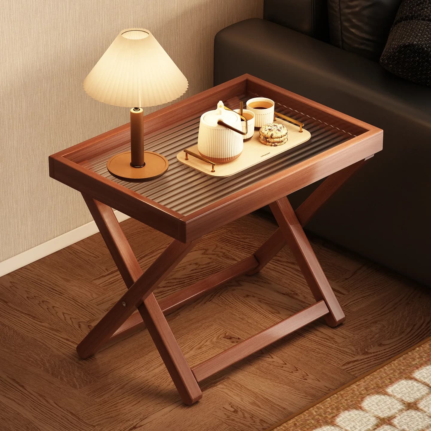 Table d'appoint pliable peu encombrante : Table d'angle et de canapé minimaliste avec étagère – Parf