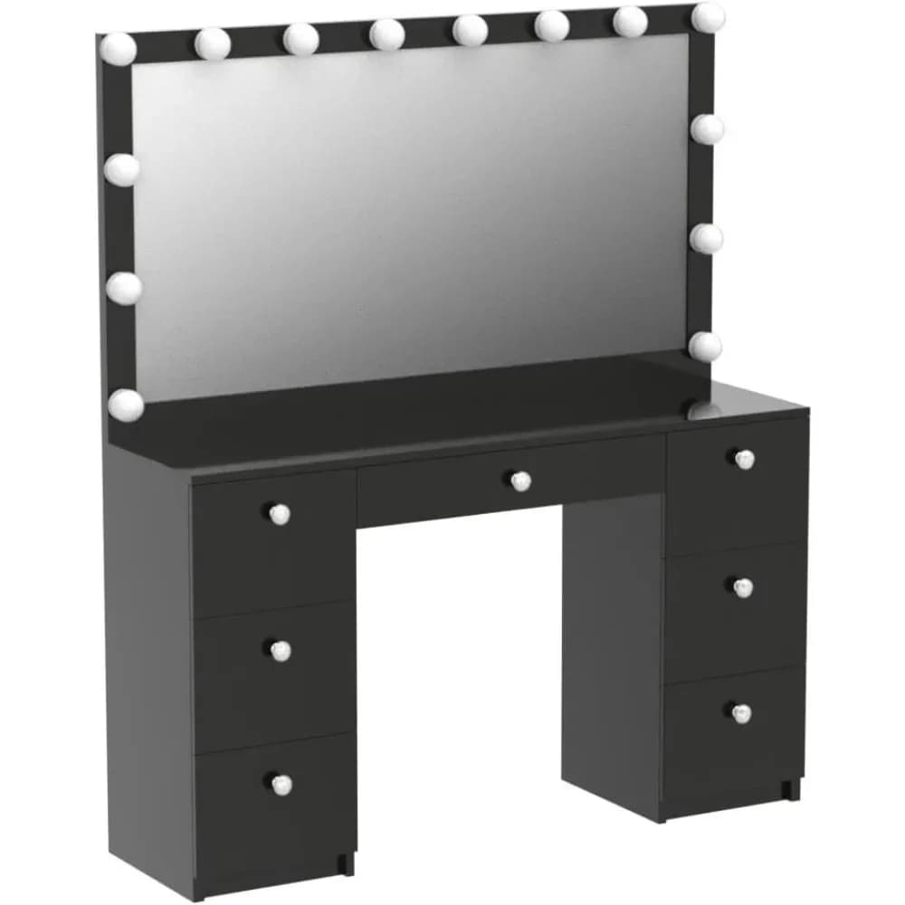 Table de maquillage avec miroirs de maquillage Hollywood, lumières intégrées