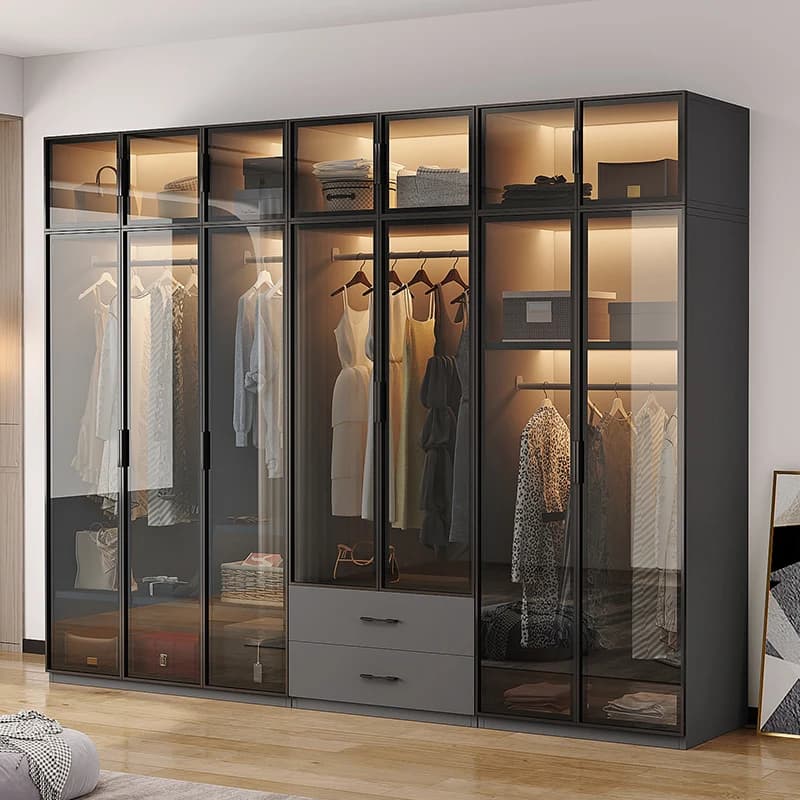 Armoires de luxe pour vêtements dans la pièce, armoire de chambre à coucher en bois, placard pour ra