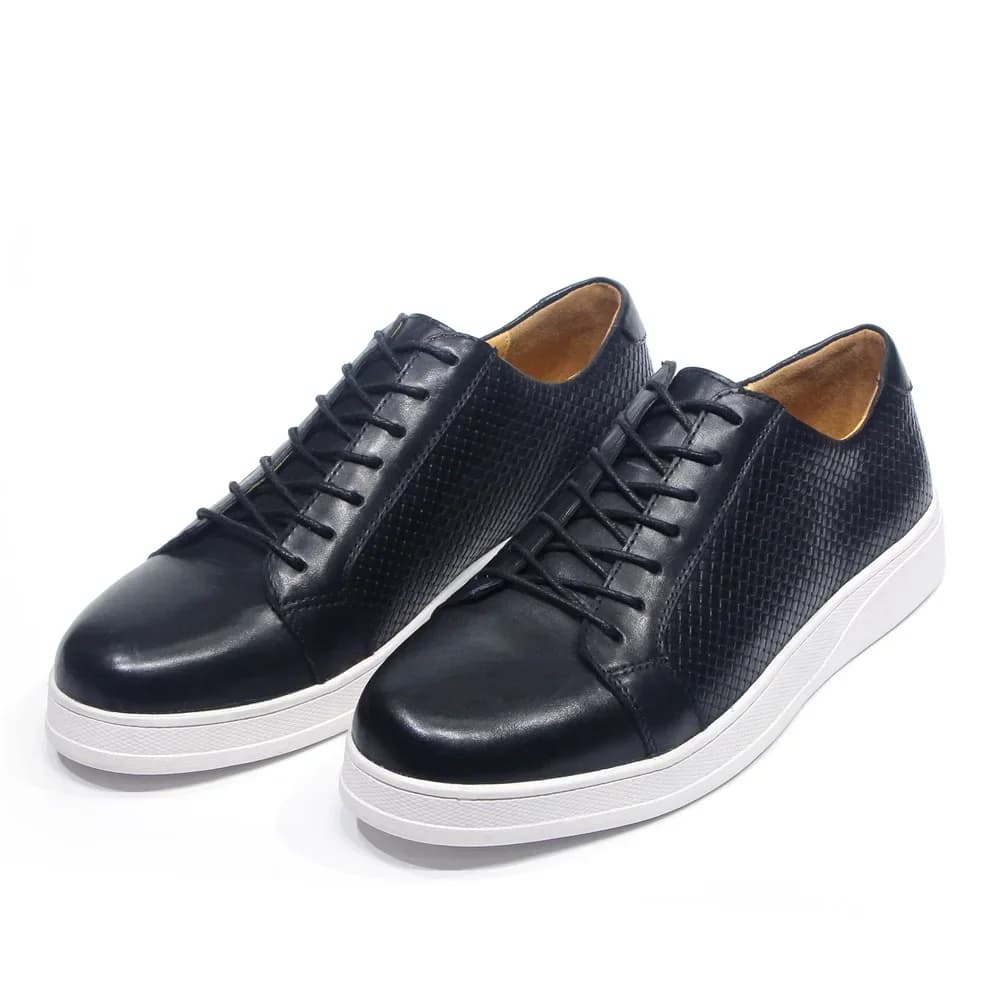 Chaussures décontractées en cuir véritable de Style européen pour hommes, baskets plates à lacets no