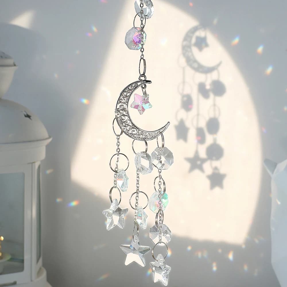 attrappe reve cristal carillon à vent deco maison attrape soleil lune capteur de soleil cristal deco