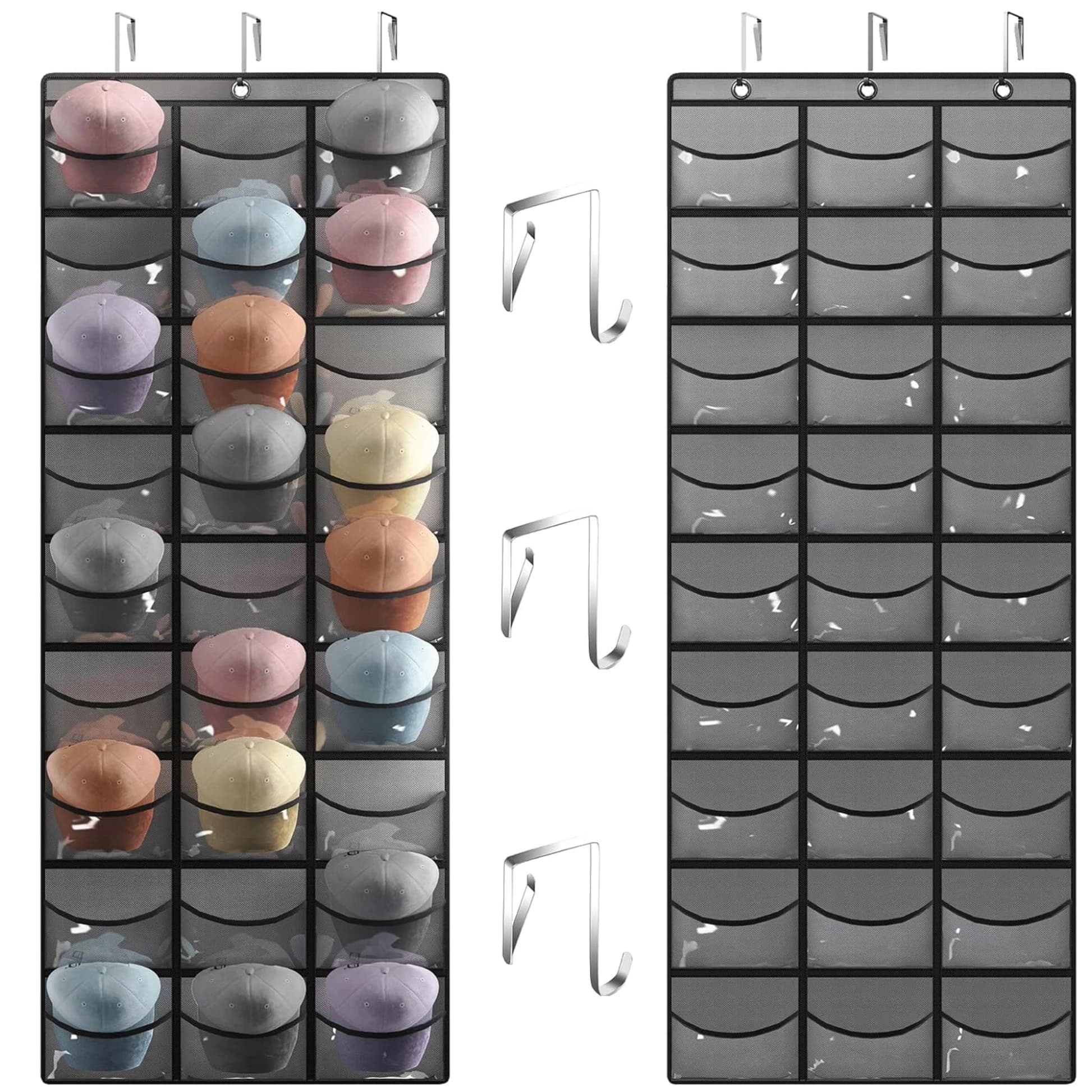 Organisateur de rangement pour chapeaux avec 27 poches transparentes, support de protection pour cha