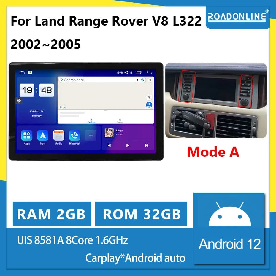 12.9 pouces pour Land Rover Range V8 L322 2005 ~ 2012 autoradio Android 15 2000*1200 8GB RAM 256GB R