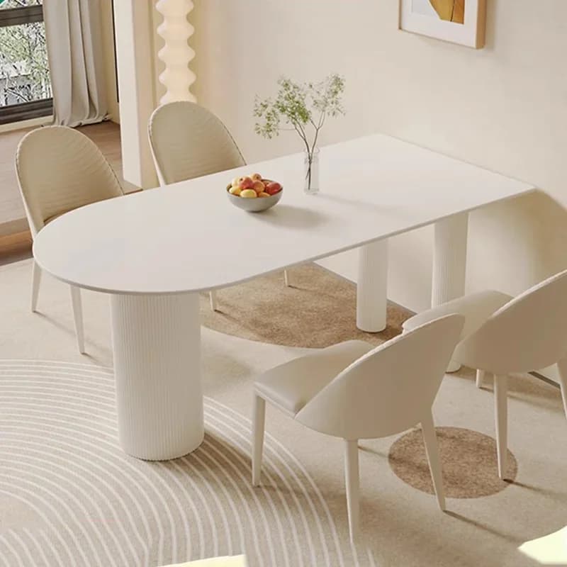 Table à manger moderne De luxe blanc nordique Vintage demi-cercle Table à manger étanche italie Conj