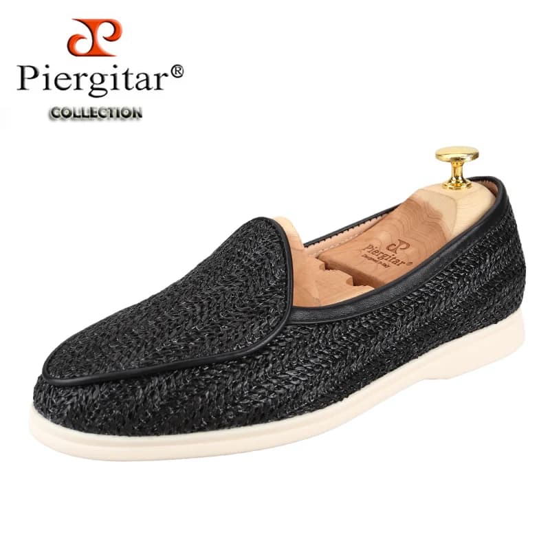 Piergitar-Mocassins Décontractés en Raphia pour Homme, Chaussures Décontractées à Enfiler, Semelle e