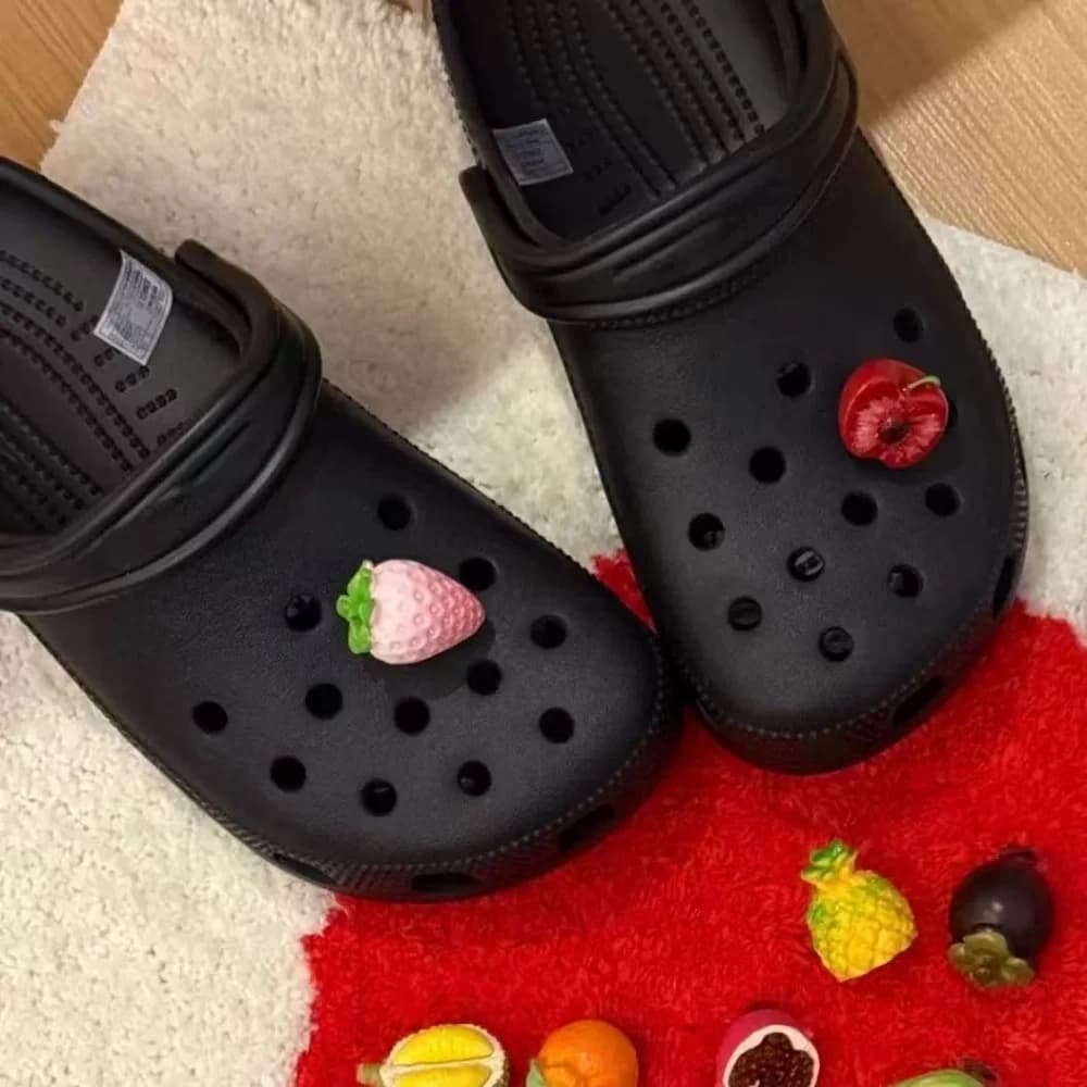 Accessoires DIY fantaisie style coréen pour sandales et sabots à trous, motif cerise 3D et fleur sim