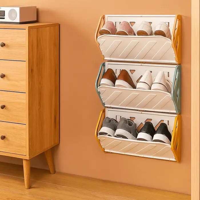 Étagère à chaussures pliante en plastique Durable