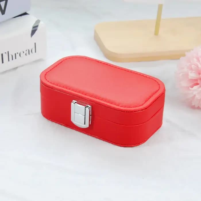 Boîte organisatrice de bijoux en cuir couleur macaron, boîte de rangement rectangulaire multifonctionnelle, boîte à bagues classique mini pour femmes