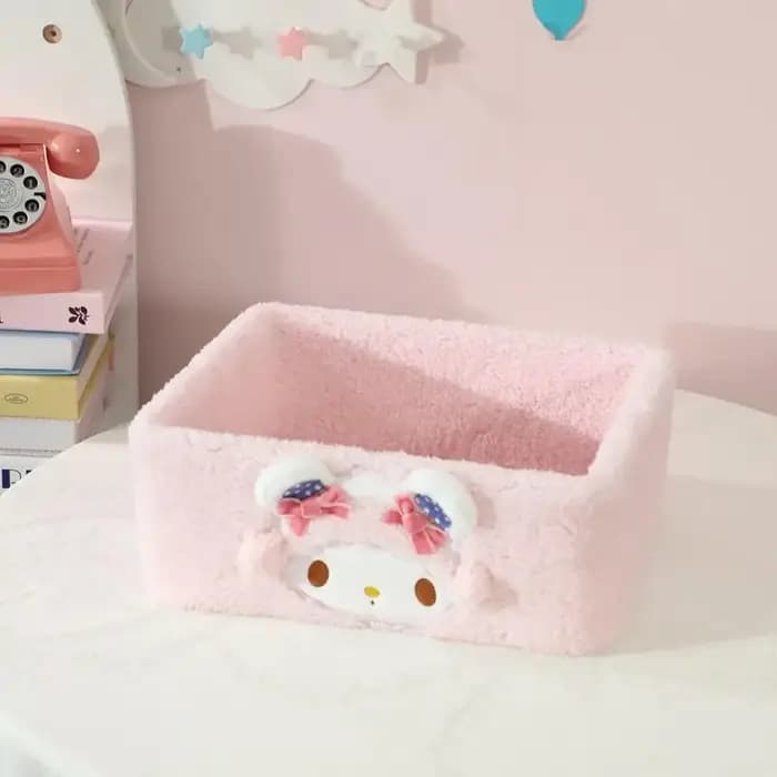 Boîte de rangement de bureau Kawaii, boîte de rangement en peluche pour cosmétiques et bijoux, décoration de chambre d'étudiant, cadeau de fête
