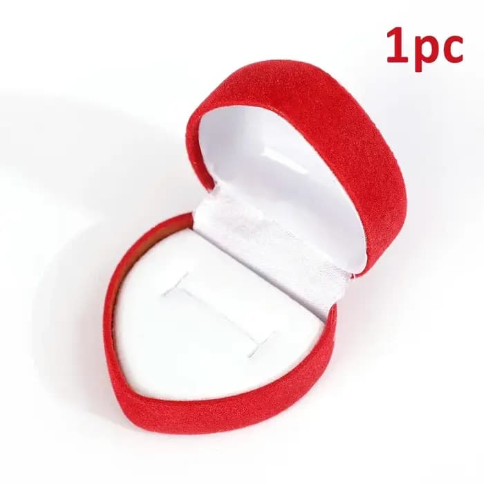 Flocage rouge coeur forme bagues boîtes bijoux boucles d'oreilles vitrines support boîte-cadeau bague de mariage boîte comptoir emballage anneaux