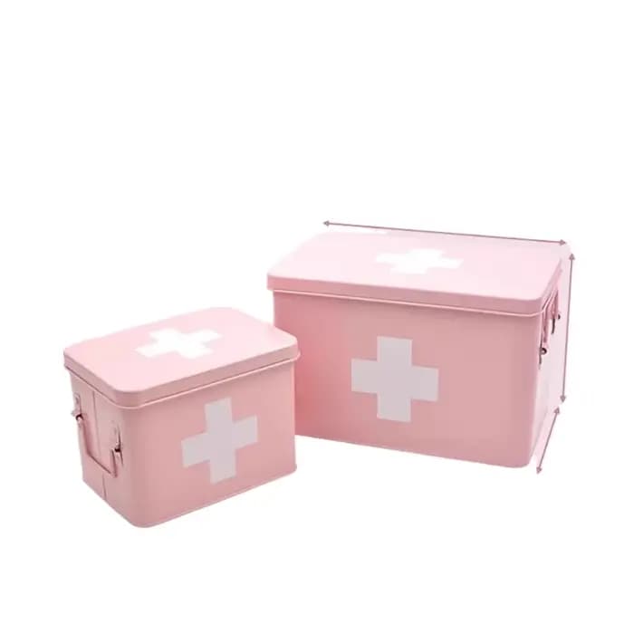 Boîte de rangement esthétique rose avec compartiments multicouches