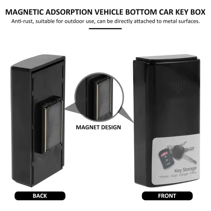 Boîte à clés magnétique en plastique noir durable