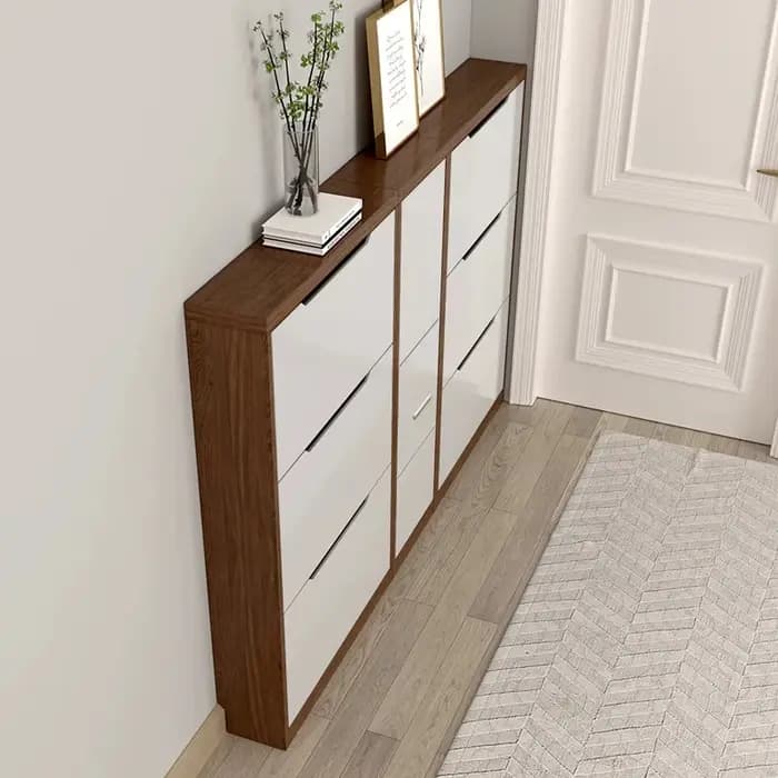 Meuble à chaussures pivotant avec banc d'entrée et rangement pour couloir