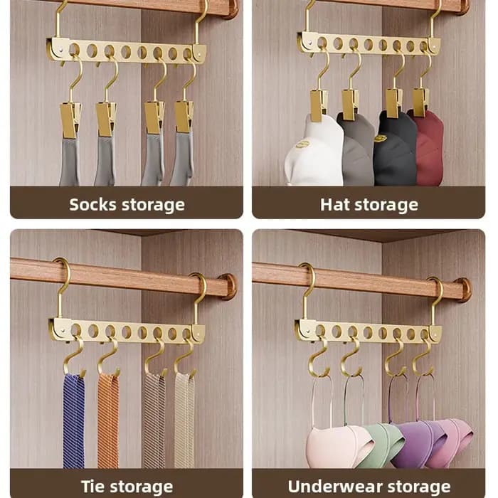 Support de rangement à 6/8 trous pour cintre organisateur pliable rotatif magique cintres en métal