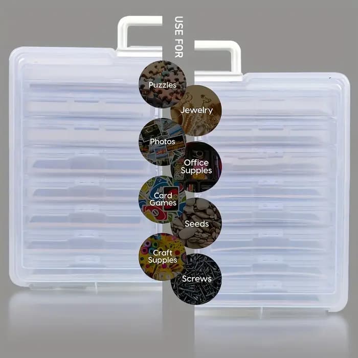 Lot de 16 boîtes de rangement pour photos en plastique transparent avec couvercles à charnières – Grande taille