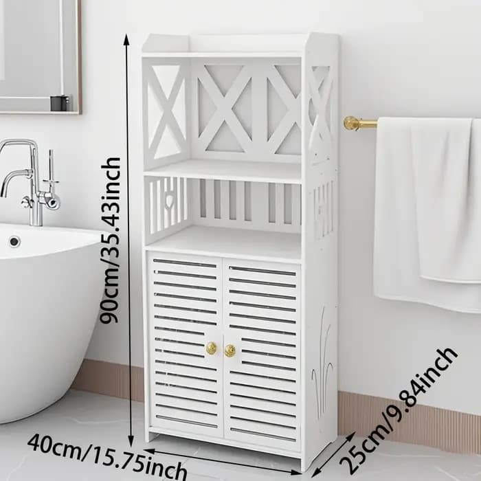 Meuble de salle de bain autoportant en PVC blanc ajouré en forme de X