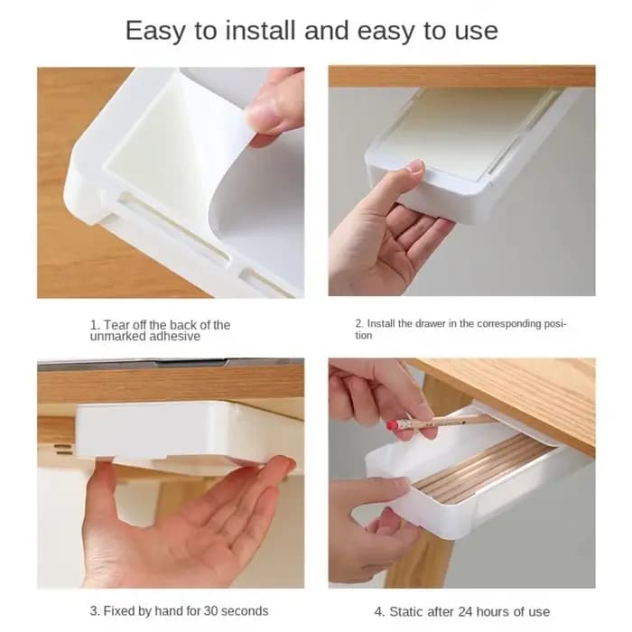 Boîte de rangement de table autocollante multifonctionnelle grande capacité sous