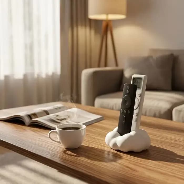 Support de télécommande et boîte de rangement en forme de nuage mignon - Design moderne noir et blanc