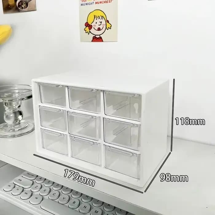 Boîtes de rangement de bureau transparentes à 9 grilles