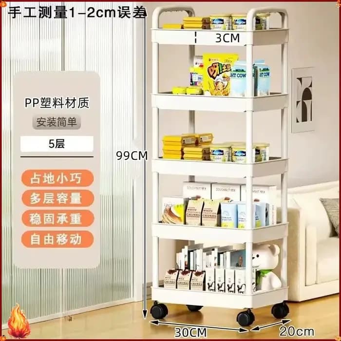 Étagère de rangement multifonctionnelle blanche à 5 niveaux, organisateur à étagères ouvertes, chari