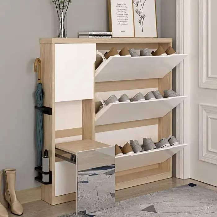 Meuble à chaussures moderne en bois pour salon