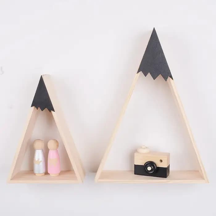 2 pièces/ensemble décor à la maison Style nordique pour chambre de bébé étagère murale bois neige montagne