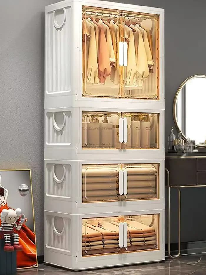 Armoire de rangement en plastique Transparent pliable