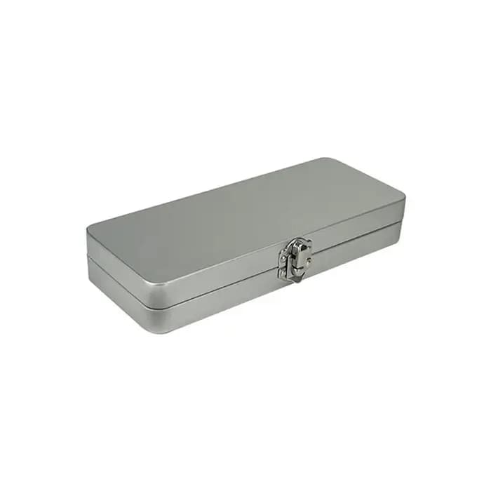 Boîte rectangulaire en métal gris argenté Durable avec couvercle