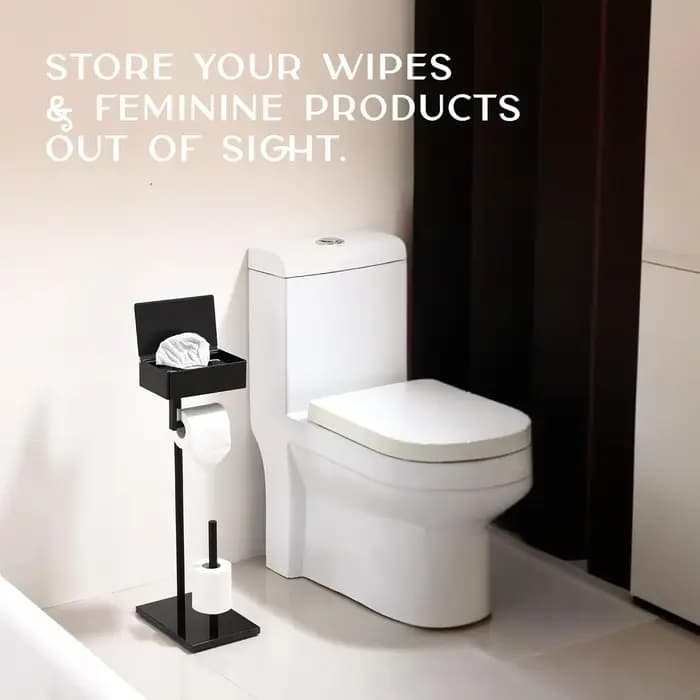 Porte-rouleau de papier hygiénique autoportant, boîte de rangement HOWith