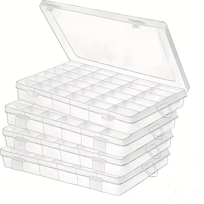 Boîte de rangement en plastique transparent à 36 compartiments avec séparateurs réglables — Idéale pour ranger des