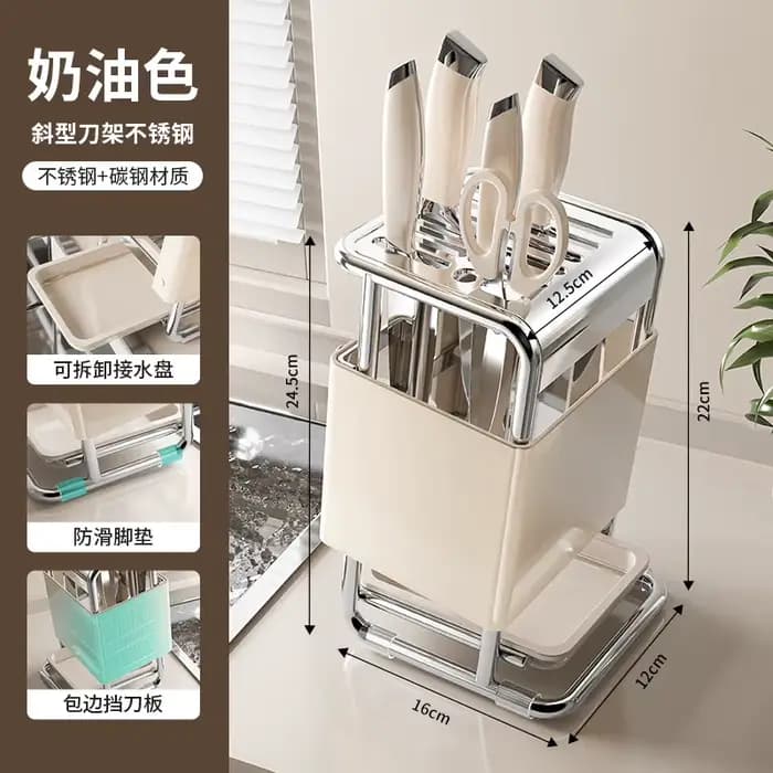 Porte-couteaux et porte-ustensiles en acier inoxydable, rangement de couteaux avec fentes pour cisea