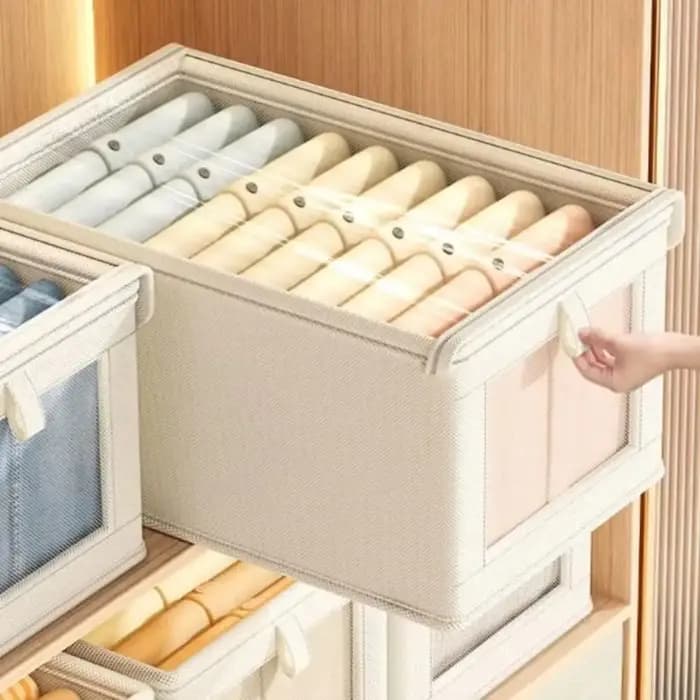 Boîte de rangement pour vêtements empilable avec fermeture éclair et couvercle