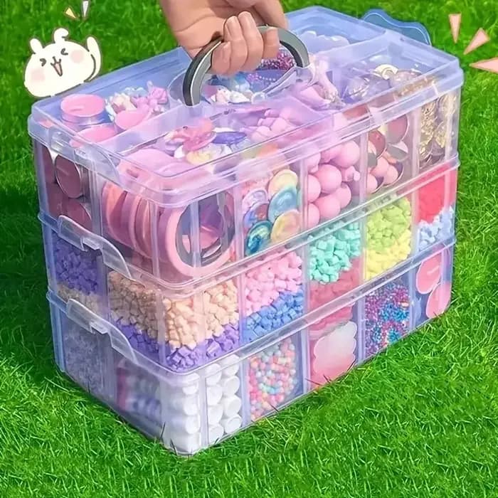 Boîte de rangement en plastique empilable à 3 niveaux