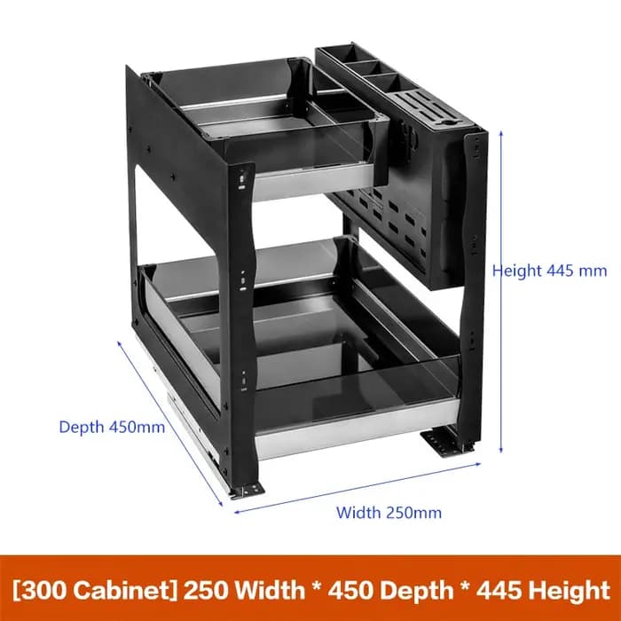 Étagère à épices double tiroir en alliage d'aluminium, gain de place, pour armoire étroite, petite t