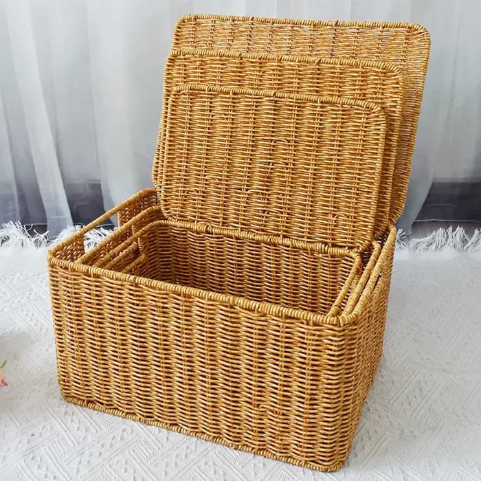 Boîte de rangement surdimensionnée tissée en rotin