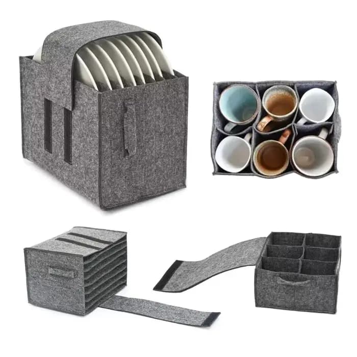 1 pièce Sac de rangement en feutre épaissi pour assiettes