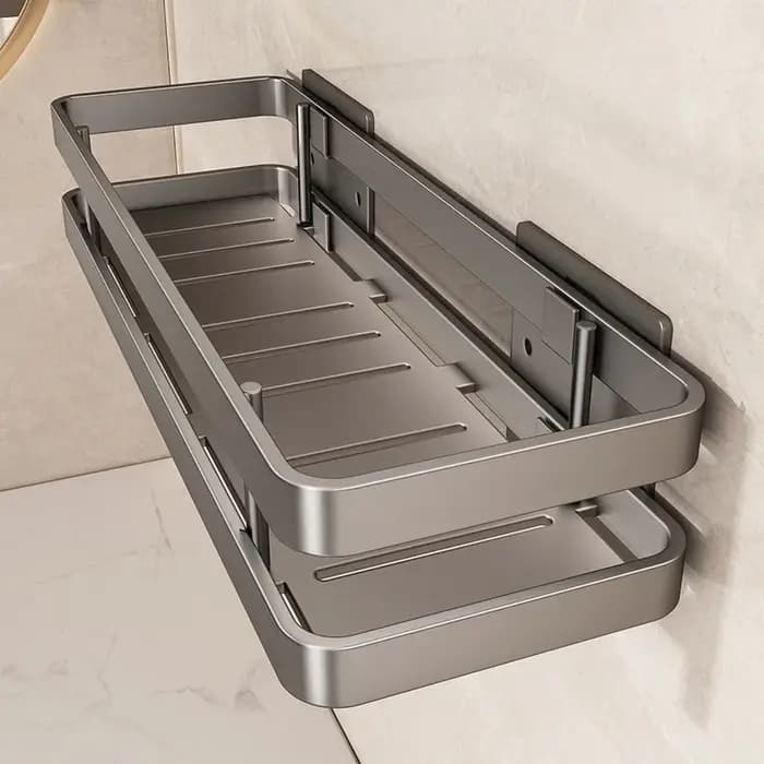 Organisateur de salle de bain en acier inoxydable sans perçage